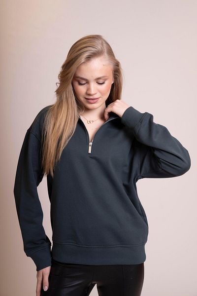 AFLOOW Muse Women's Green Half-Zip Sweatshirt - Recycled Fabric, Comfortable and Stylish Design