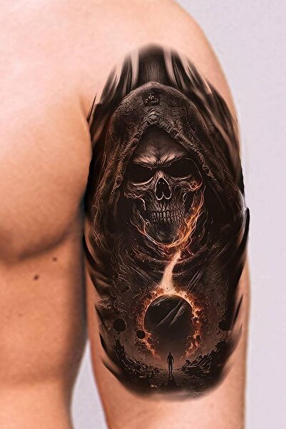 TAKIŞTIR Geçici Kuru Kafa Figürlü Orta Boy Dövme Tattoo