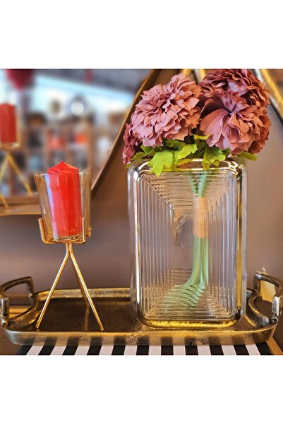 Le Atölye Goldy Dikdörtgen Cam Vazo 20cm