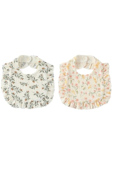 Choice flower 2pcs Baby Feeding Drool Bib Ruffle Floral Infants Saliva Towel ...