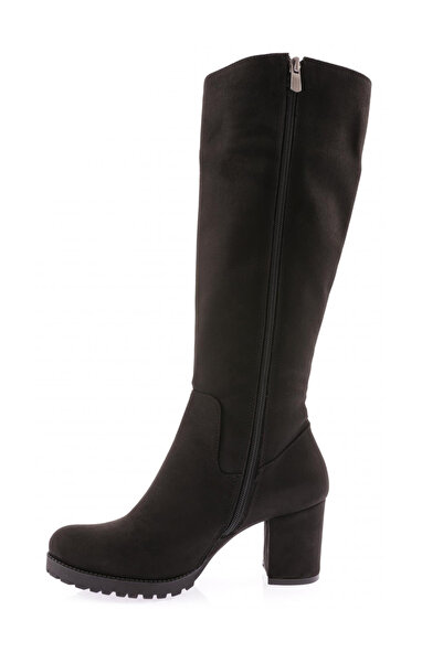 DGN Μοντέλο 5401 - Γυναικείες μαύρες σουέντ μπότες με χοντρή σόλα με τακούνι