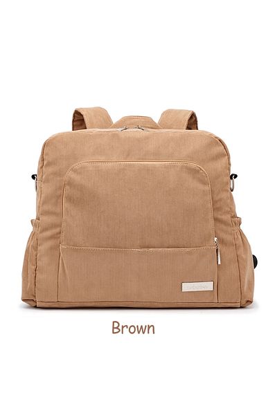 Choice Brown Soboba Large Capacity Diaper Backpack for Mom with Soft Corduroy Fabric and Convenient Design