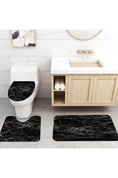 COOYA 3Pcs Bathroom Marble Antiskid Mats Set, Super Soft and Fluffy, Suitable for Bathroom, Toilet Cover
