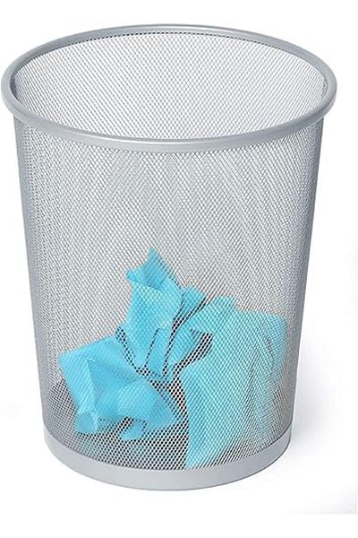 AKDC 3-Pack Round Silver Metal Mesh Wastebasket, Trash Bin for Kitchen, Bathroom, Office