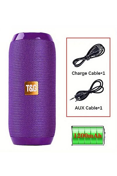 T&G Purple Tg117 Portable Bluetooth Speaker Outdoor Wireless Woofer Free Call /fm/tf Card/usb Flash Driv