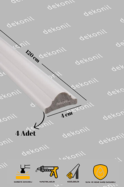 Dekonil Beyaz Boyanabilir 4 Cm Duvar Çıtası (4 Adet 120 Cm)