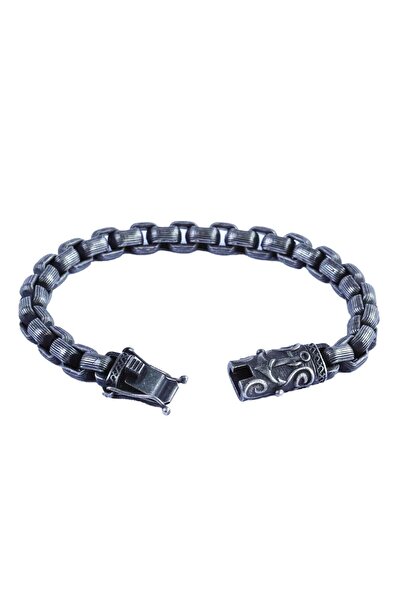 Necati Gün Oxidized Patterned Men's Steel Bracelet