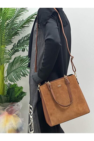 KRISTE BELL 7203-Y YARMA TABA SÜET KUMAŞ ZİNCİR DETAYLI KULLANIŞLI ŞIK EL VE ...