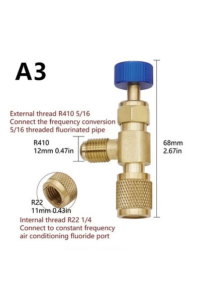 Choice A3 1PC Refrigeration Charging Air Conditioning Adapter For R410A R22 1/4" Liquid Safety Liquid Valve