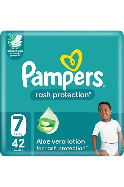 Pampers Rash Protection, Size 7, 15+ kg, Giant Pack, 42 Diapers