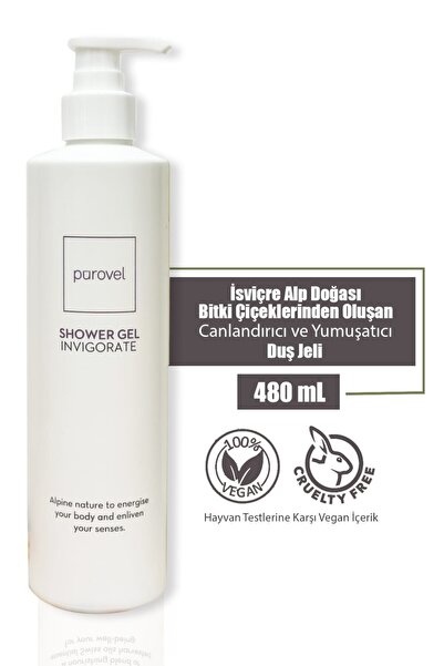 Pürovel İnvigorate Shower Gel 480 ml - Canlandırıcı Ve Yumuşatıcı Duş Jeli