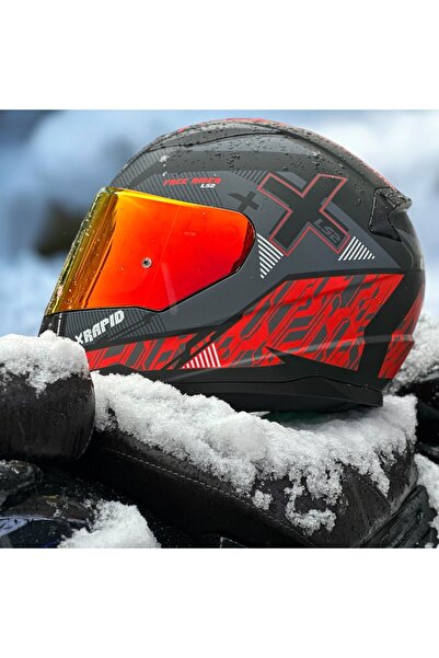 LS2 RAPID 2 XTREET MAT SİYAH-KIRMIZI KAPALI MOTOSİKLET KASKI KIRMIZI CAMLI