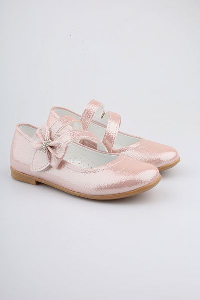 moon glow Girl's Bow Detailed Stone Pink Ballerina Shoes