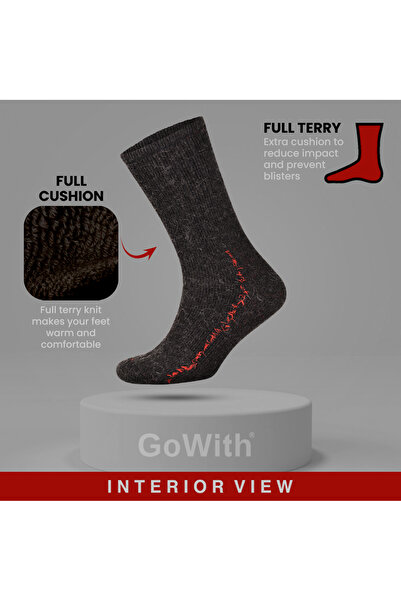 Go With Alpaka Yünlü Tam Havlulu Kalın Yıkamalı Kışlık Kadın Erkek Termal Çorap 6005-6006