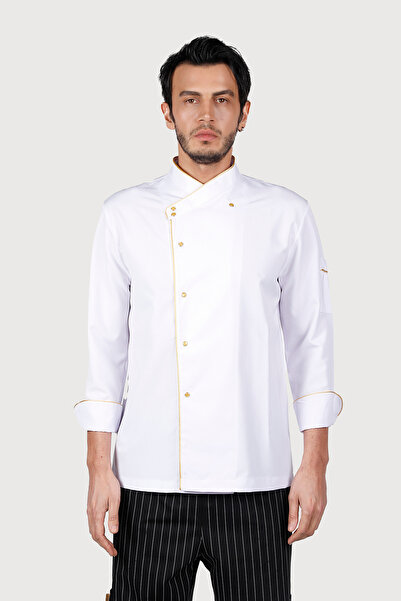 isinigiy سترة كوك من الذهب الأبيض مع حواف صفراء