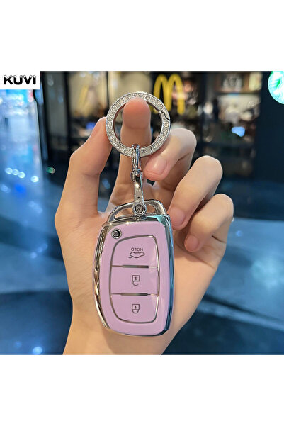 Choice5 Purple Set 3 Button TPU Car Key Case Cover For Hyundai Tucson Santa F...