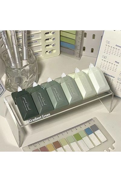Choice Green 6PC Card Style Gradient Correction Tape for Student Use Silent Large Capacity Correction Tape