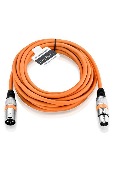 Choice كابل XLR ملون برتقالي اللون بطول 1 متر من نوع Bochara من الذكور إلى الإناث من رقاقة صوت OFC + محمي مضفر للميكروفون M