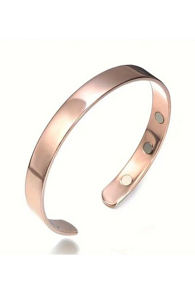 sarıyer silver Flat Model Patternless Copper Bracelet Magnetic Magnet Adjustable Size