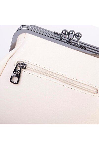 Nas Bag Mini Vintage Scholarship Clip-On Women's Shoulder and Crossbody Bag Cream Victoria (20X17 cm)