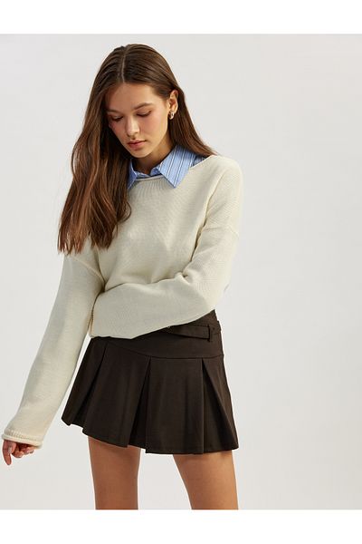 Koton Long Sleeve Knitwear Boat Neck Sweater
