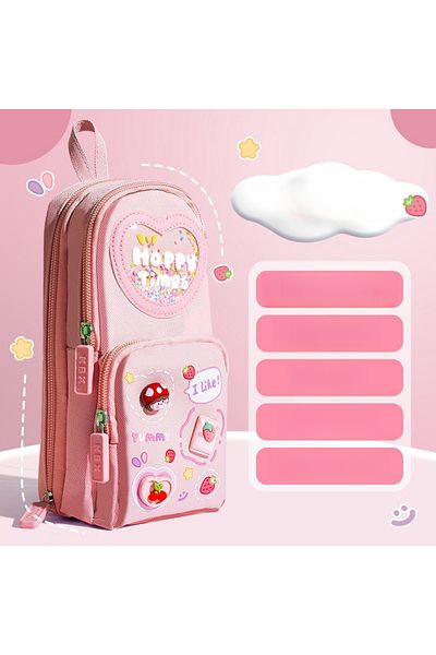 Choice cherry 1 piece of multi-layer large-capacity beautiful schoolbag pencil case simple and cute girl st