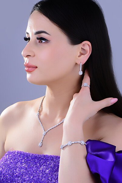 BARIŞ TAKI Kadın 925 Ayar Gümüş Baget Sıralı Su Yolu Set