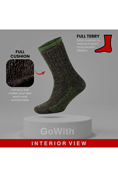 Go With Alpaka Yünlü Tam Havlulu Kalın Yıkamalı Kışlık Kadın Erkek Termal Çorap 6005-6006