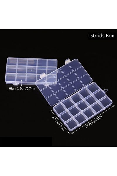 Choice 15Grids 15/24/28Grids Transparent Plastic Organizer Box Jewelry Beads Storage Container DIY Crafts E