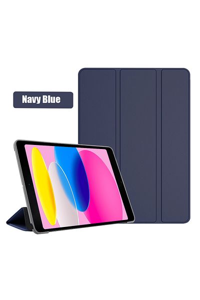 zair iPad 10th 10.9 2022 أزرق داكن لجهاز iPad 10 2022 الجيل العاشر الجديد A2696 لوحي من جلد البولي يوريثان قابل للطي
