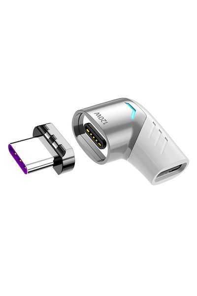 Choice محول مغناطيسي USB C إلى Type C بقوة 120 واط أبيض، كابل مغناطيسي USB Type C للشحن السريع