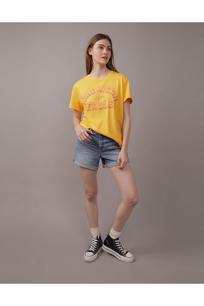 AMERICAN EAGLE تي شيرت AE برسومات بأكمام قصيرة