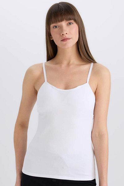 DeFacto Tricou cu bretele din bumbac cu tampoane de sezon nou-Fall in Love