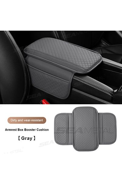Choice Gray Seametal Universal Car Arm Rest Cushion Pu Leather Breathable Center Console Box Cover Anti Scr