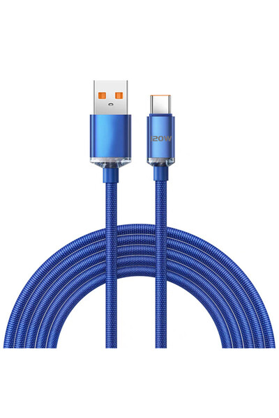 Choice كابل شحن سريع USB C أزرق 120 وات بطول 1 متر، 0.25 متر/1 متر/1.5 متر/2 ...