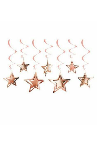 Patladı Gitti 10 Lu 3d Yıldız Tavan Sarkıt Süs Rose Gold