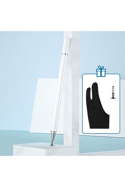 GOOJODOQ قلم GOOJODOQ العالمي 2 في 1 من الألومنيوم يمتص تلقائيًا باللون العاجي لأجهزة iPad وXiaomi اللوحية