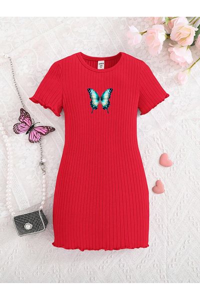 Machetta Rochie cu maneca scurta cu imprimeu fluture