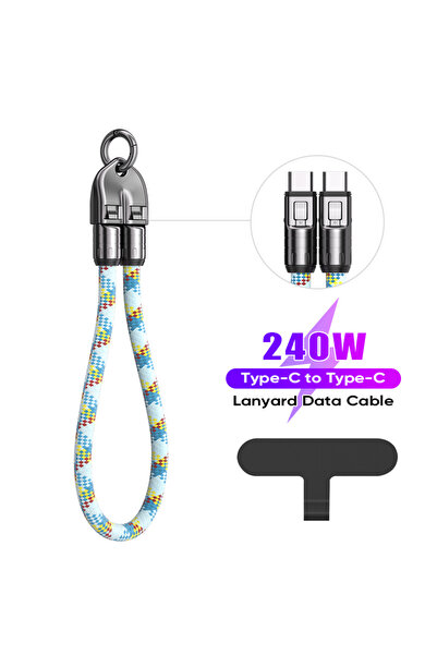 Choice كابل شحن سريع للغاية PD240W 2 في 1 من USB-C إلى USB-C بطول 0.3 متر، كا...