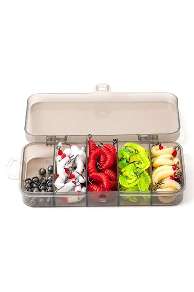 valkyrie 100 Parça Kutulu Iğneli Yumuşak Silikon Kurtçuk Olta Balık Yemi - 4 ...