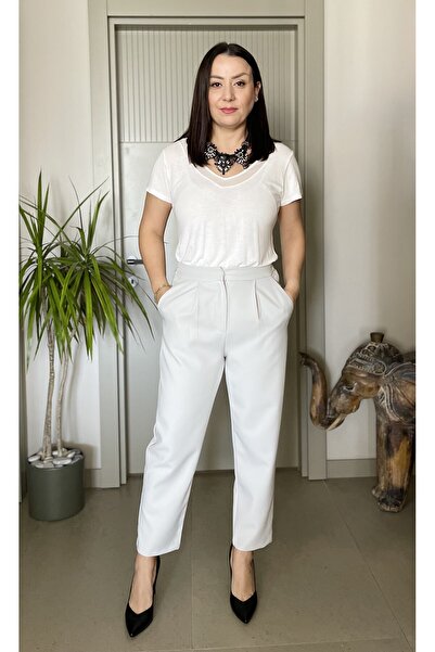 Butik HAVUÇ MODEL BELİ LASTİKLİ YÜKSEK BEL CEPLİ PANTOLON