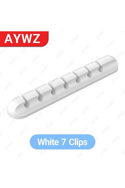 Choice حامل كابلات لاصق أبيض مكون من 7 فتحات لإدارة الأسلاك ومنظم الأسلاك لكابينة شحن USB لسطح المكتب