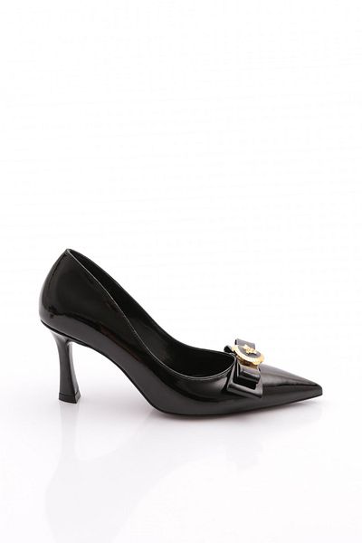 DGN Accesorii dama Pantofi cu toc din piele lacuita neagra 811053236