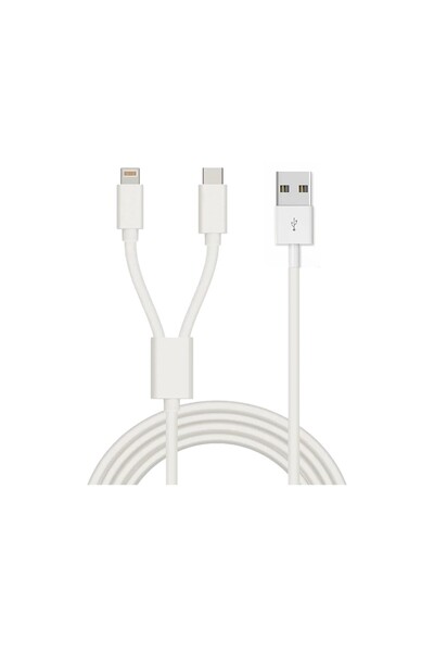 schitec 2in1 5A 120W UsbA to Type-C ve Lightning Hızlı Data ve Şarj Kablosu 120cm SX21C