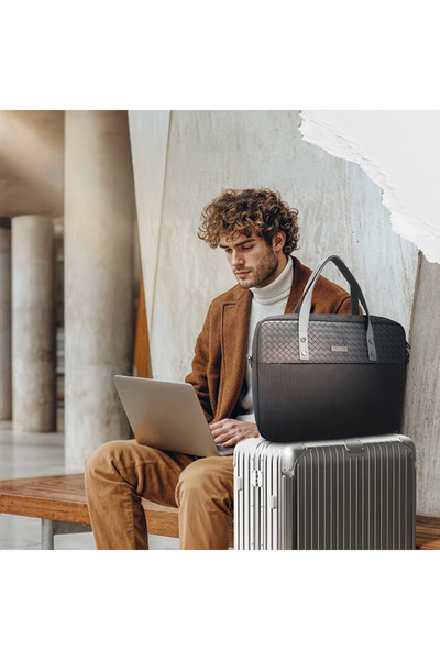 Lenyes حقيبة كمبيوتر محمولة مقاس 13-14 بوصة من سلسلة Voyager من البوليستر الأسود