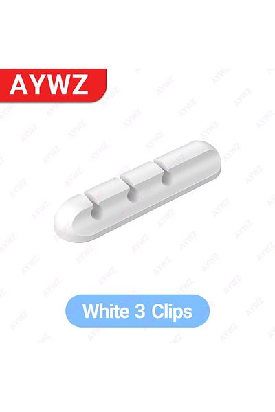 Choice White 3 Hole Adhesive Cable Holder Clips Cord Management Wire Organizer for Desktop USB Charging Cab