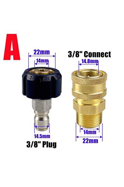 Choice3 COLORLESS 2Pcs Pressure Washer Adapter Kit M22 14mm / 15mm Female Swi...