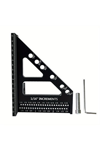 Choice مسطرة قياس متعددة الزوايا ثلاثية الأبعاد باللون الأسود مقاس بوصة - منق...