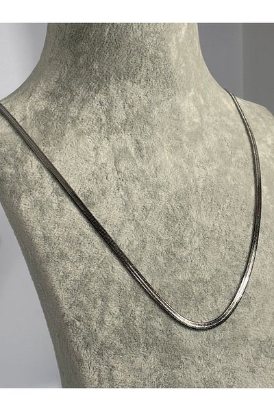Uzak Işıklar Italian Flat Silver Steel Necklace 60cm