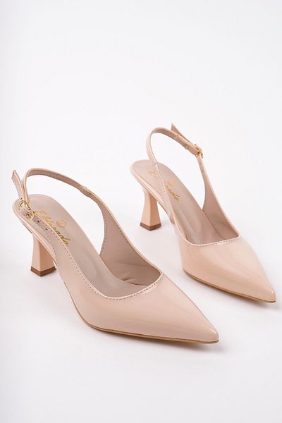 meyra'nın ayakkabıları Women's Leather Plain Buckle Open Back Heeled Shoes
